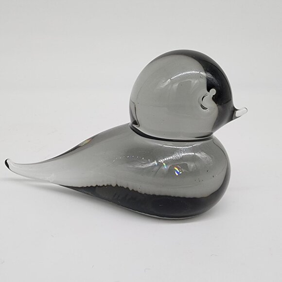 Swedish Art Glass Bird Figure Reijmyure Glasbruk Smokey Gray VTG 2.75" - Picture 4 of 9